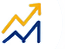 Custom upward-trending line chart with a yellow arrow and navy zig-zag trend line.