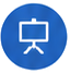 White outline yard-sign-on-post icon inside a blue circular gradient medallion.