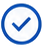 White outline group-of-people volunteer icon inside a blue circular gradient medallion.