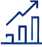 Dark-blue ascending bar-chart and upward-arrow value icon.
