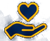 Gold outline hands holding a heart.