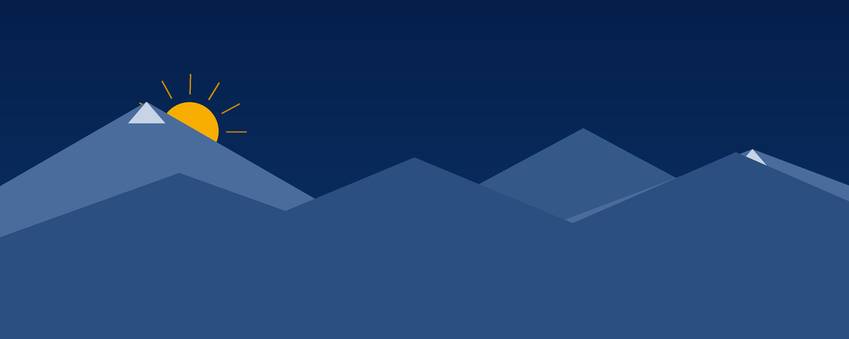 Illustrated Alberta Tomorrow banner with mountains and a rising sun for the article Five Myths About the Referendum, Answered.