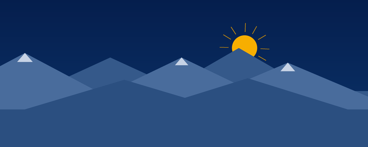 Illustrated Alberta Tomorrow banner with mountains and a rising sun for the article Trade and Getting Alberta to Market.
