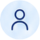 Navy outlined person/user silhouette centered in a pale blue circular badge.