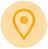 Warm yellow circular icon with an orange map-location pin.