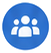 Blue circular icon containing a white group-of-people symbol.