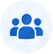 Blue circular icon with a three-person group glyph above the pledge count.