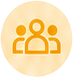 Golden-orange group-of-people line icon centered inside a warm pale-yellow circular gradient badge.